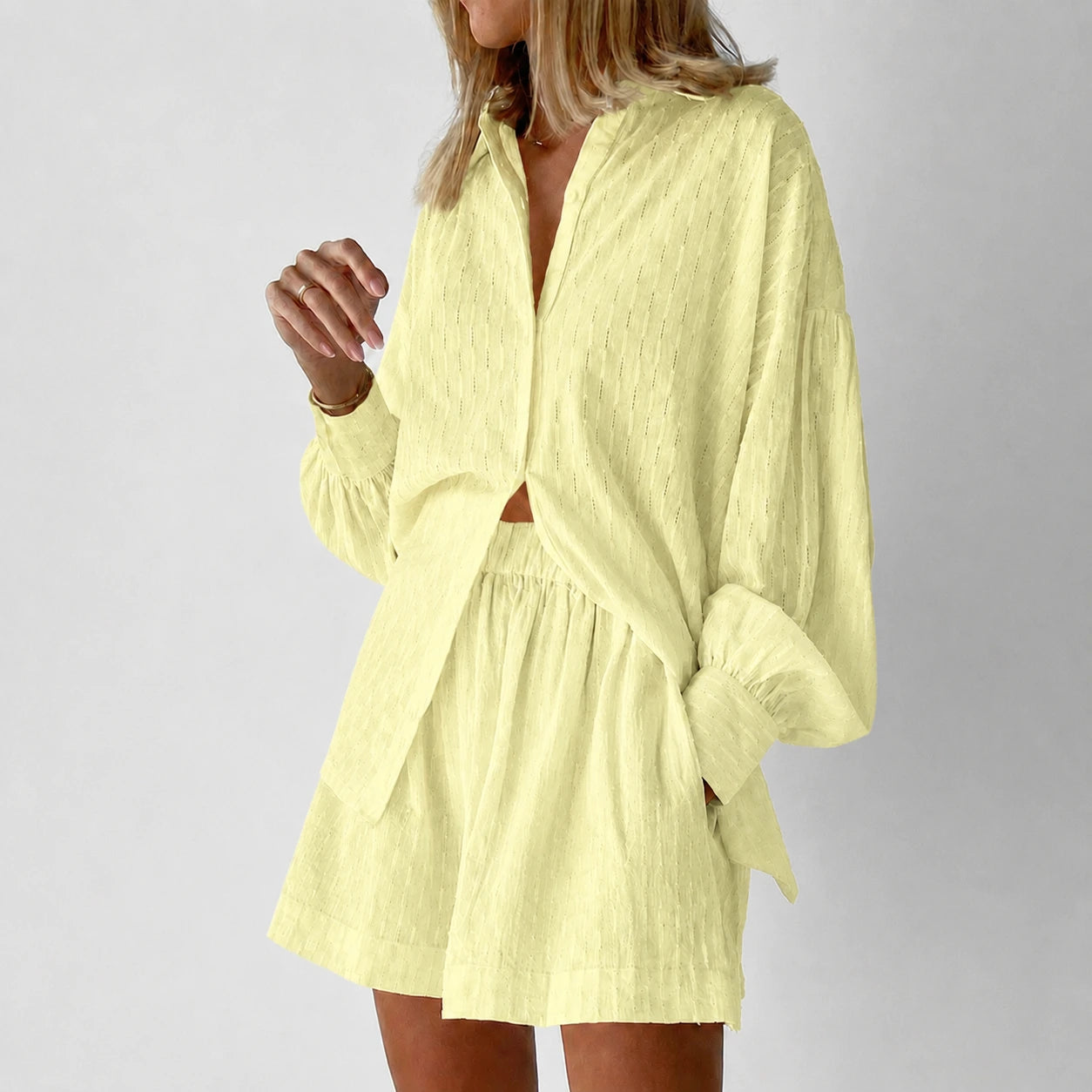 Women's Summer Set with Oversized Shirt and Shorts