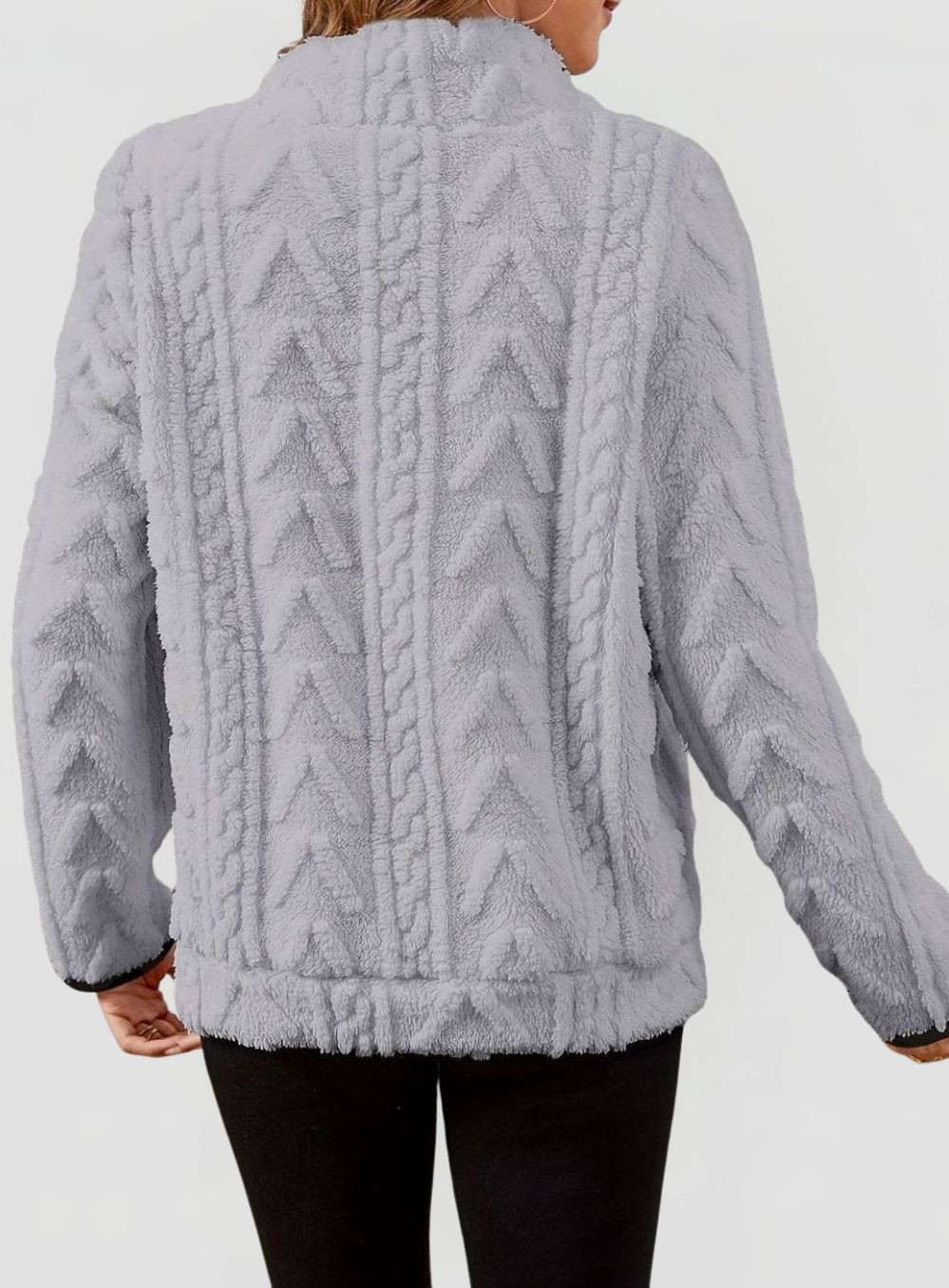 Women’s Textured Fleece Half-Zip Pullover with Kangaroo Pocket