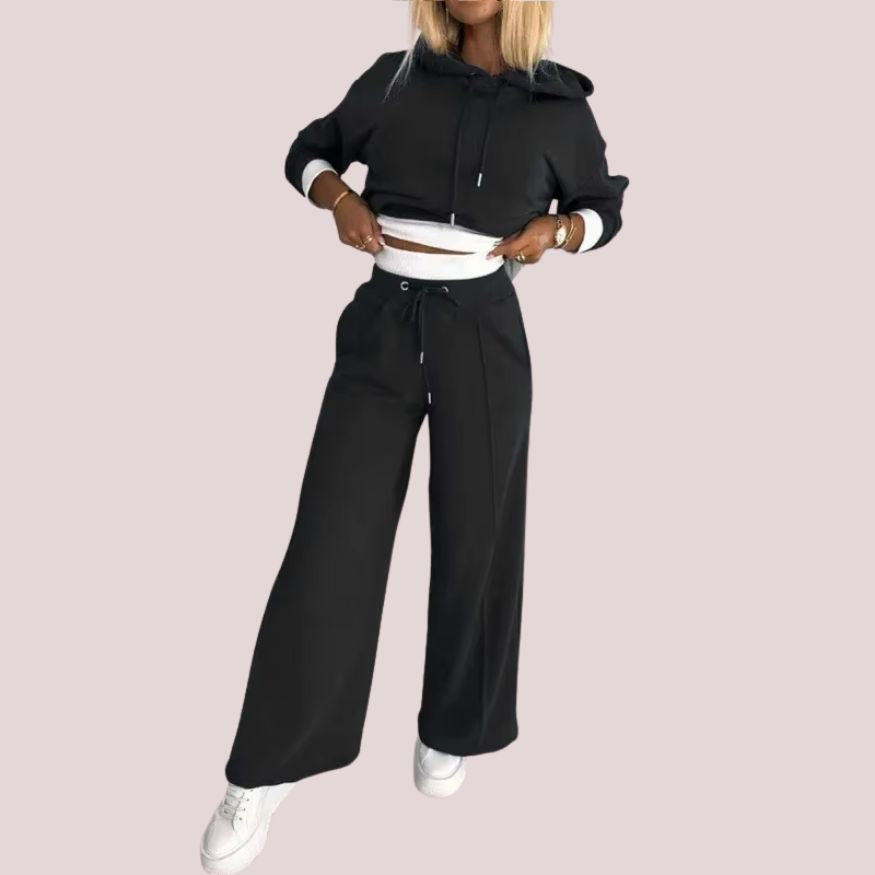 Womenâs Two-Piece Hoodie and Wide-Leg Trouser Set