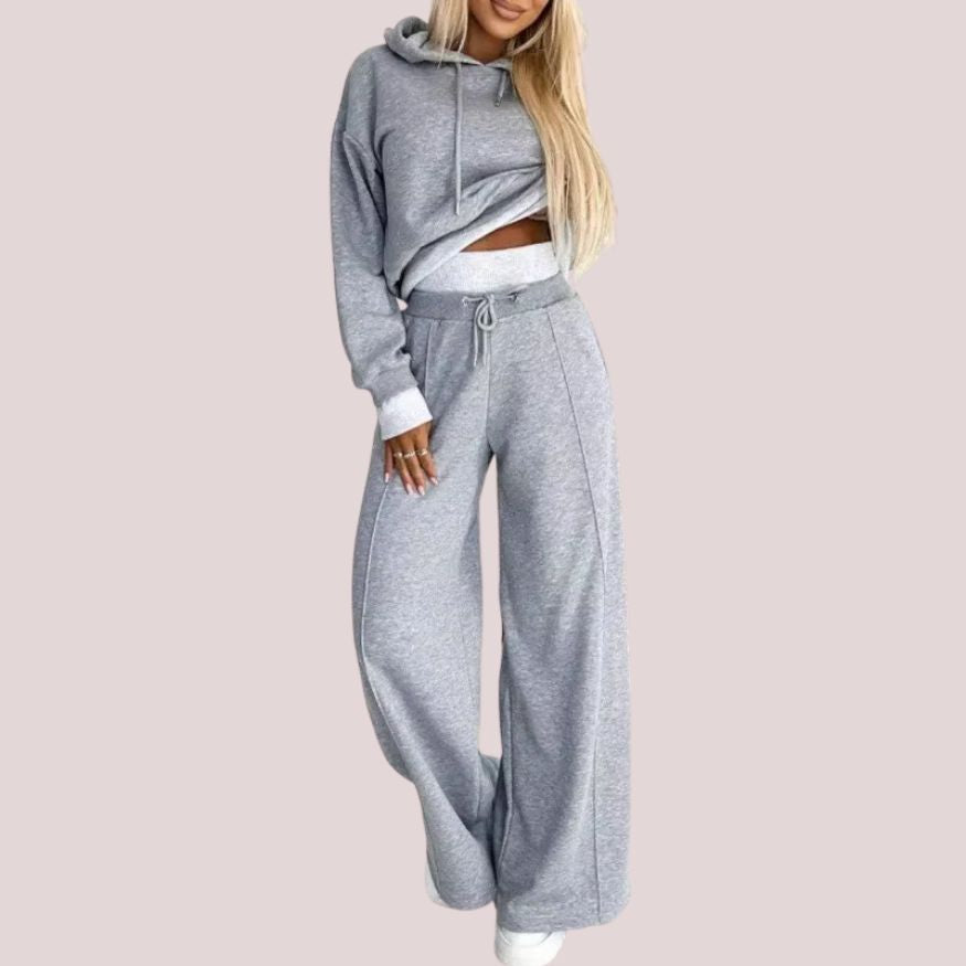 Womenâs Two-Piece Hoodie and Wide-Leg Trouser Set