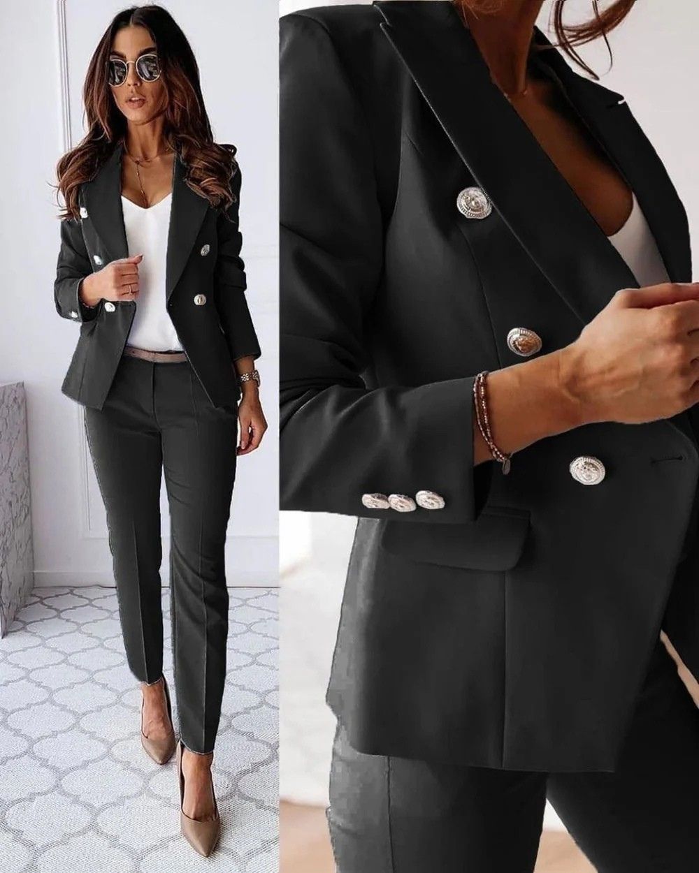 Womenâs Two-Piece Suit with Blazer and Trousers