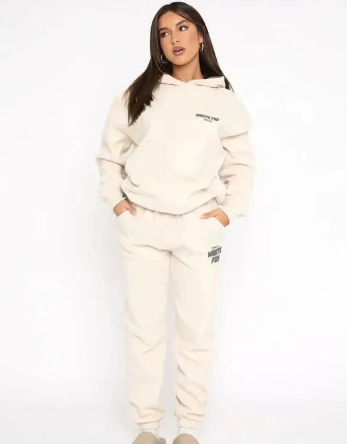 Women's Two Piece Hoodie and Joggers Set with Relaxed Fit