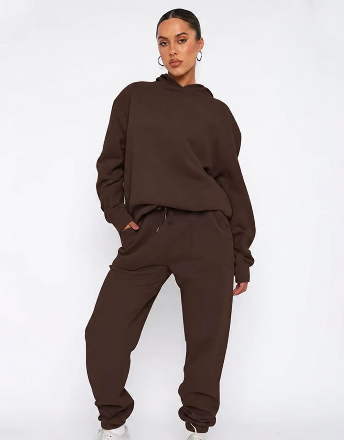 Women's Two Piece Hoodie and Joggers Set with Relaxed Fit