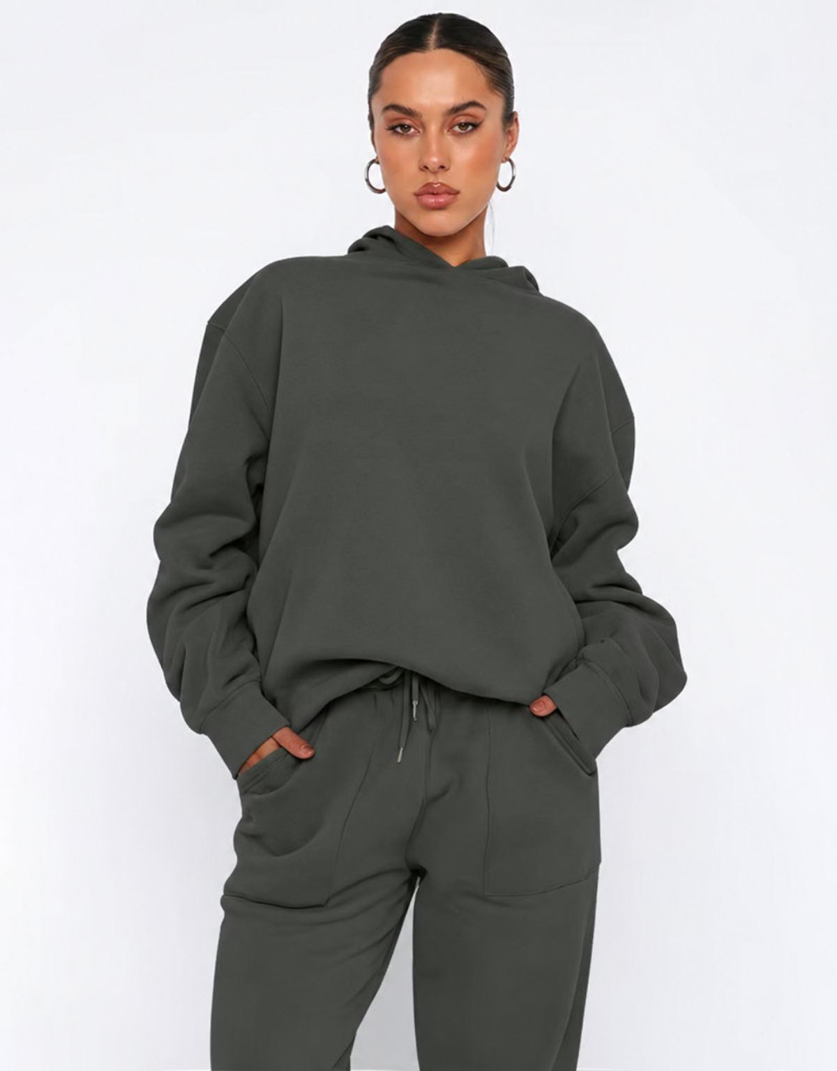 Women's Two Piece Hoodie and Joggers Set with Relaxed Fit
