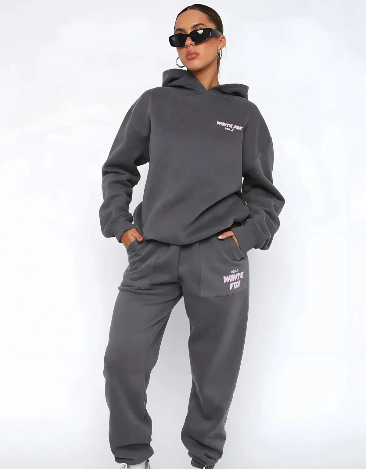 Women's Two Piece Hoodie and Joggers Set with Relaxed Fit
