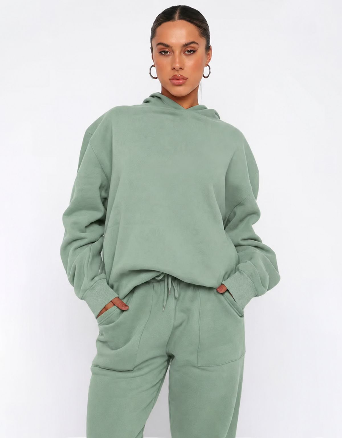 Women's Two Piece Hoodie and Joggers Set with Relaxed Fit