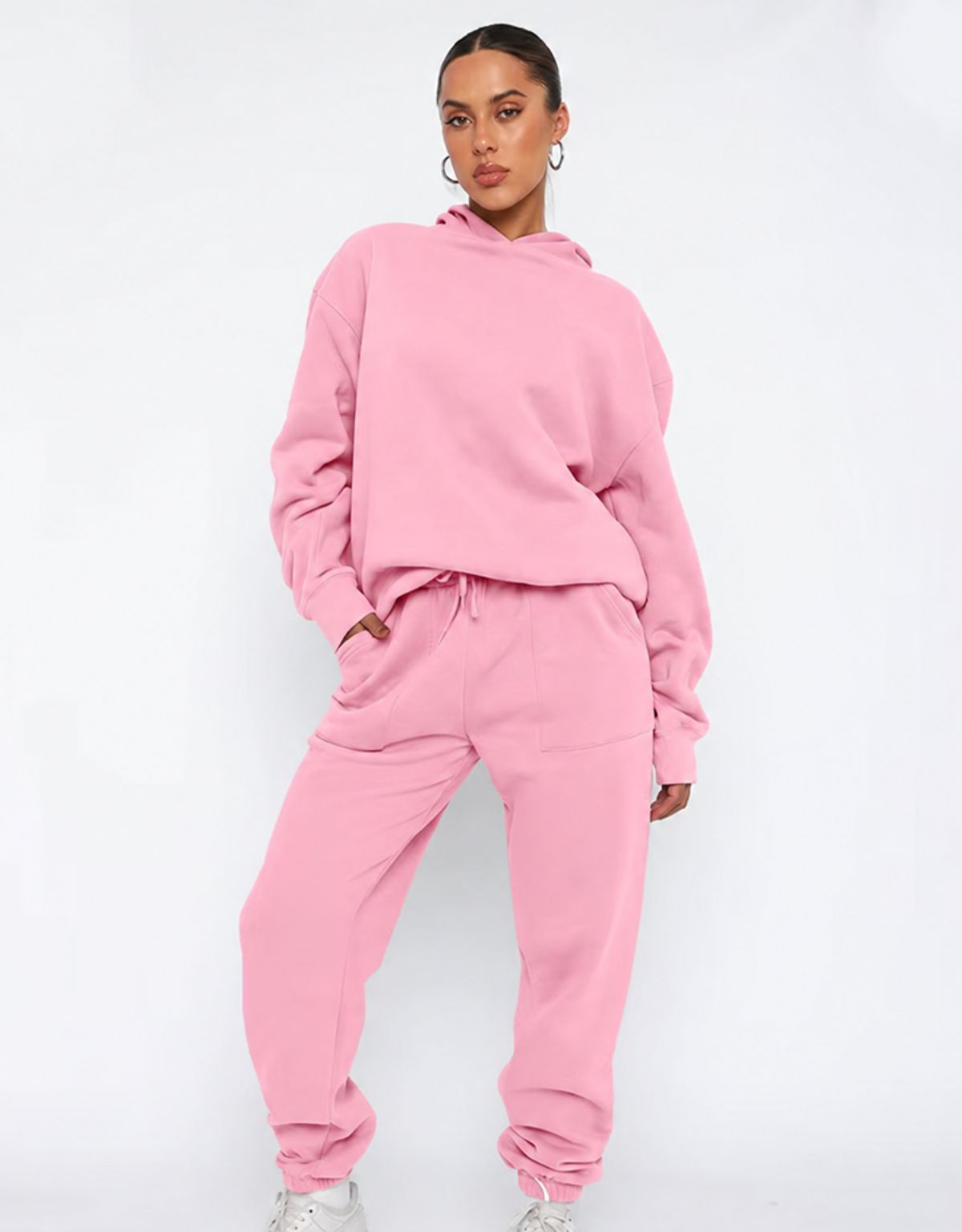 Women's Two Piece Hoodie and Joggers Set with Relaxed Fit