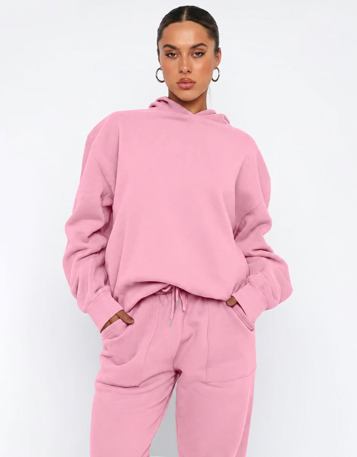 Women's Two Piece Hoodie and Joggers Set with Relaxed Fit