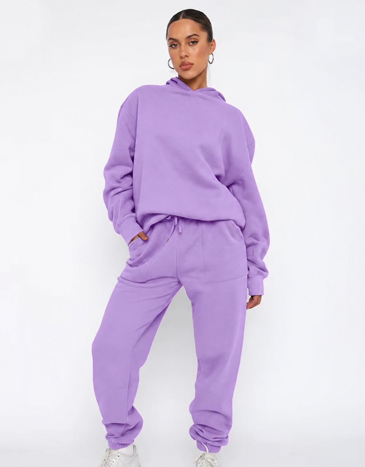 Women's Two Piece Hoodie and Joggers Set with Relaxed Fit