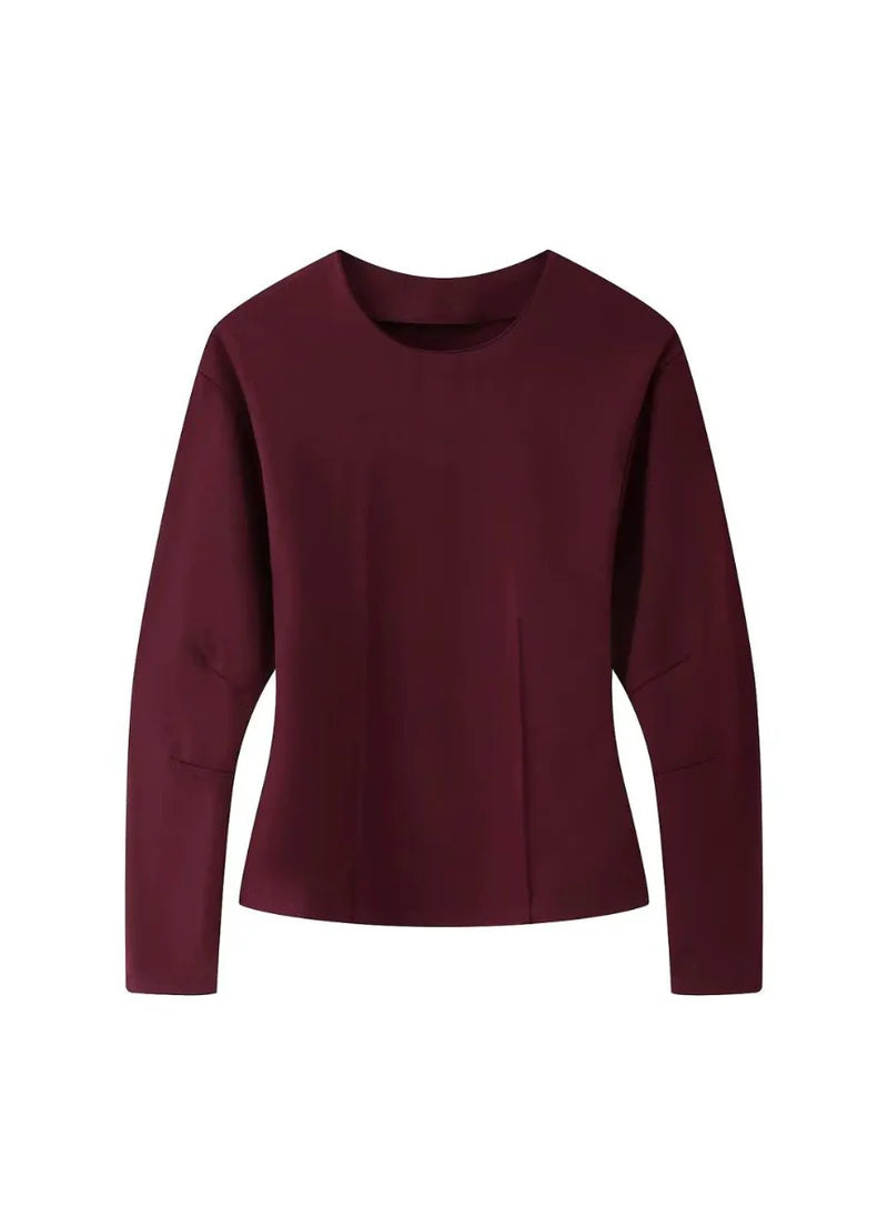 Women's Two Piece Set with Long Sleeve Top and Straight Leg Trousers