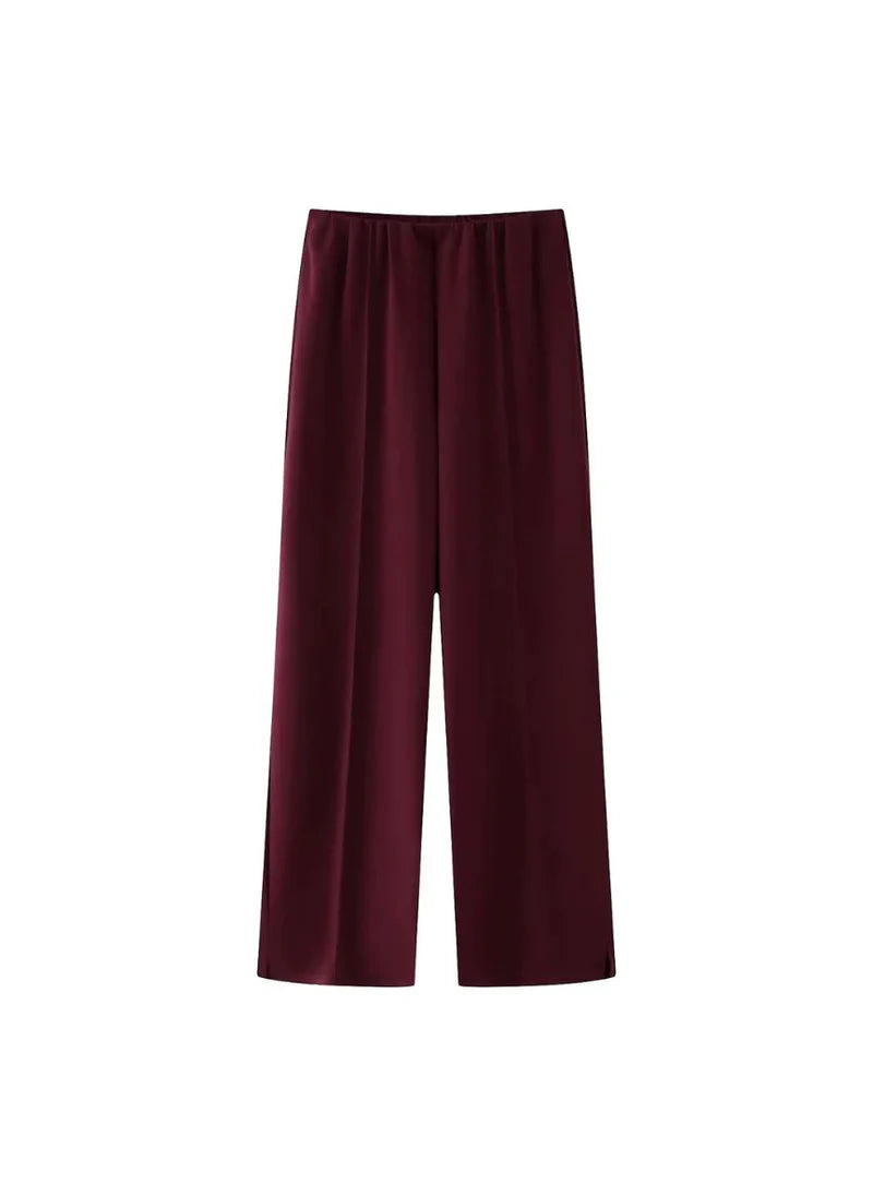 Women's Two Piece Set with Long Sleeve Top and Straight Leg Trousers