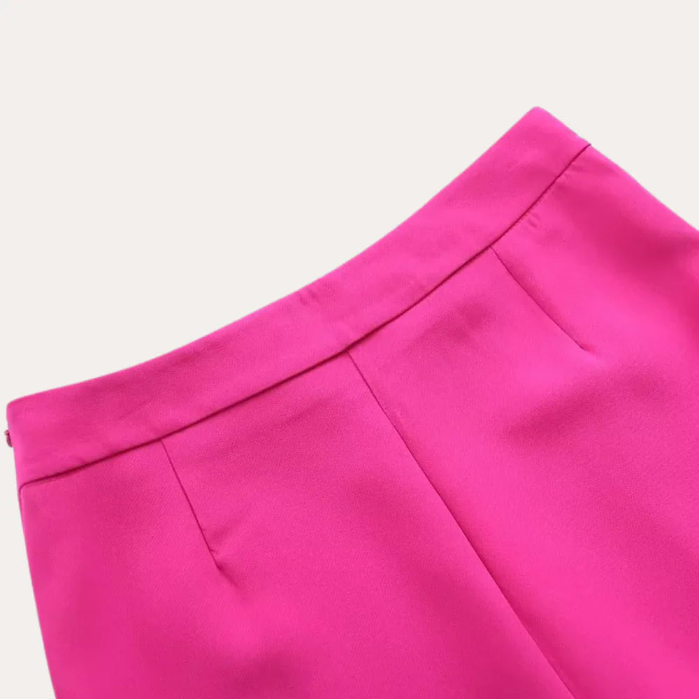 Women's Two Piece Set with Tie Waist Blazer and Straight Leg Trousers