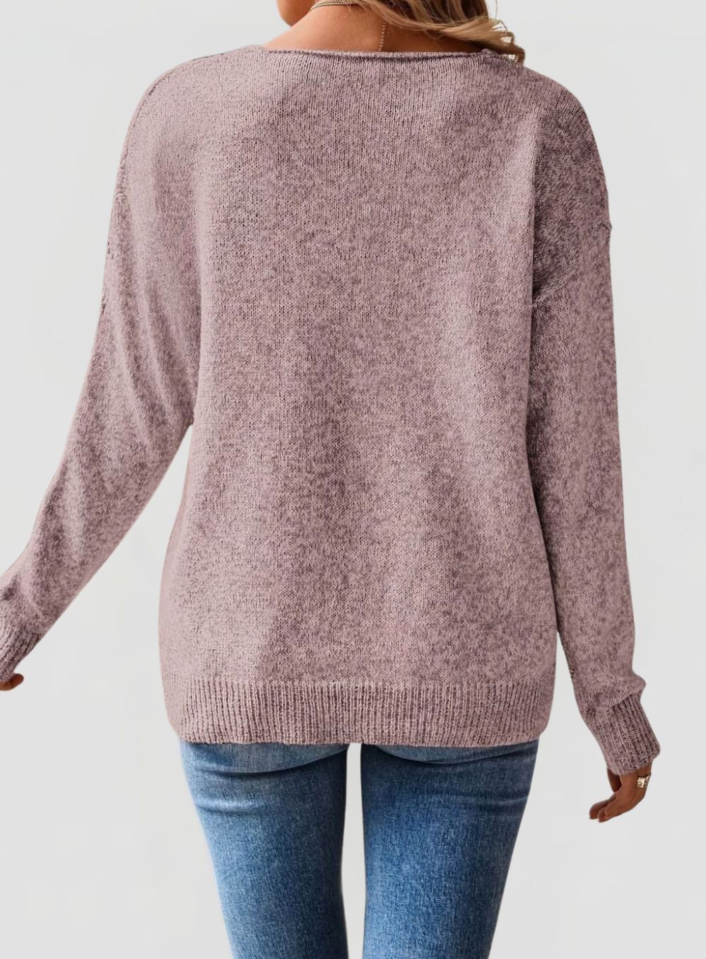 Women’s V-Neck Chevron Openwork Knit Jumper