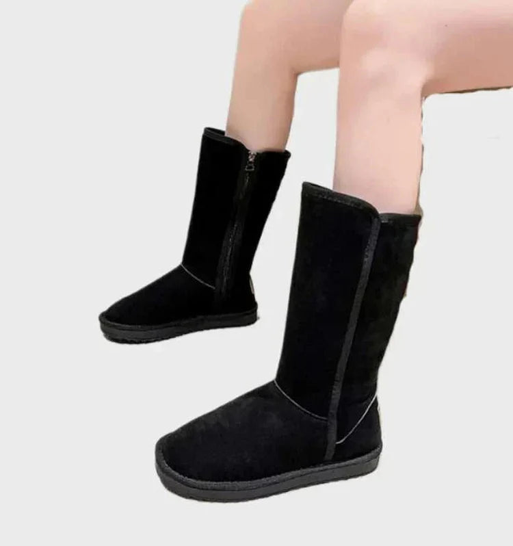 Women’s Water-Resistant Suede Boots with Zip Closure