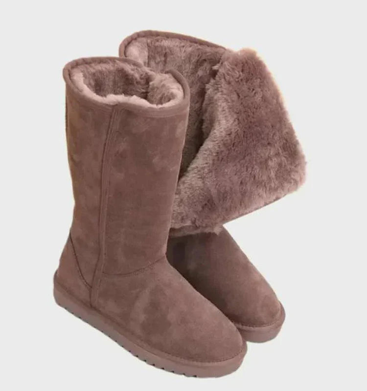 Women’s Water-Resistant Suede Boots with Zip Closure