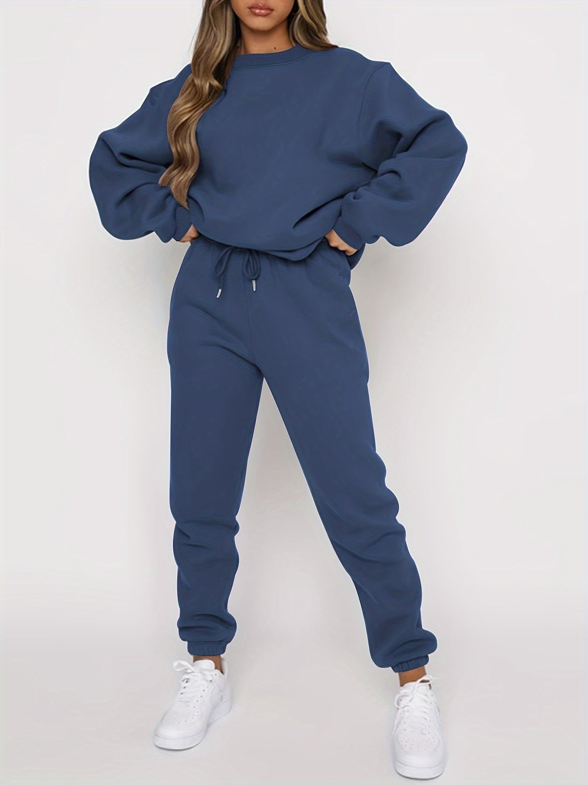 Women's Two Piece Set with Relaxed Sweatshirt and Drawstring Trousers
