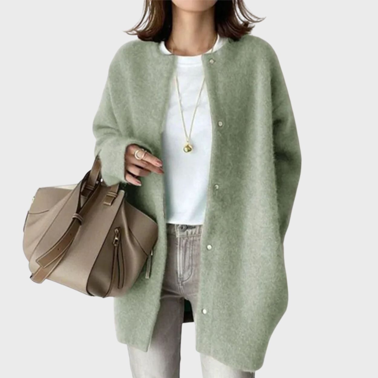 Longline cardigan with open front and pockets for women