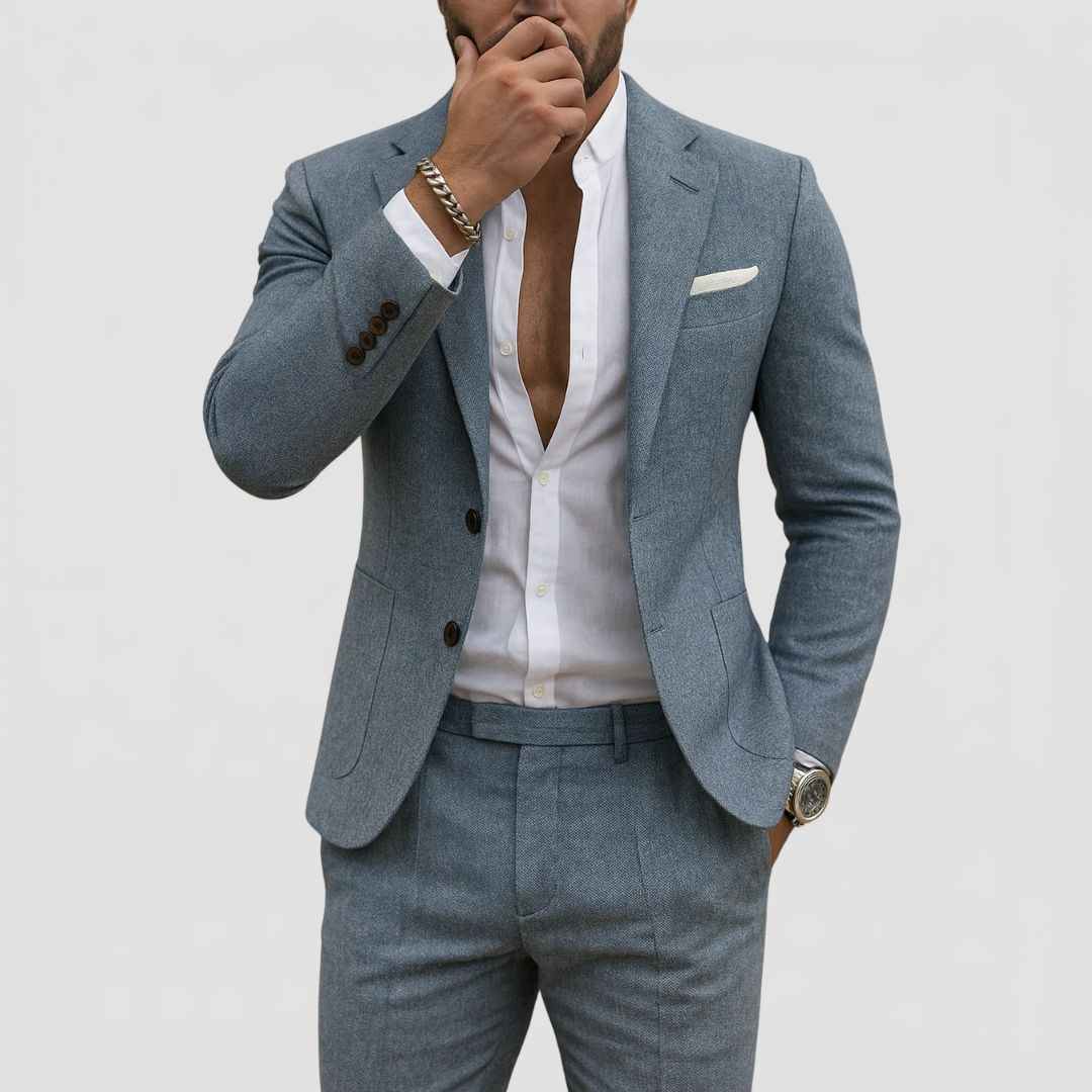 Men's 2-Piece Slim Fit Suit with Blazer and Trousers