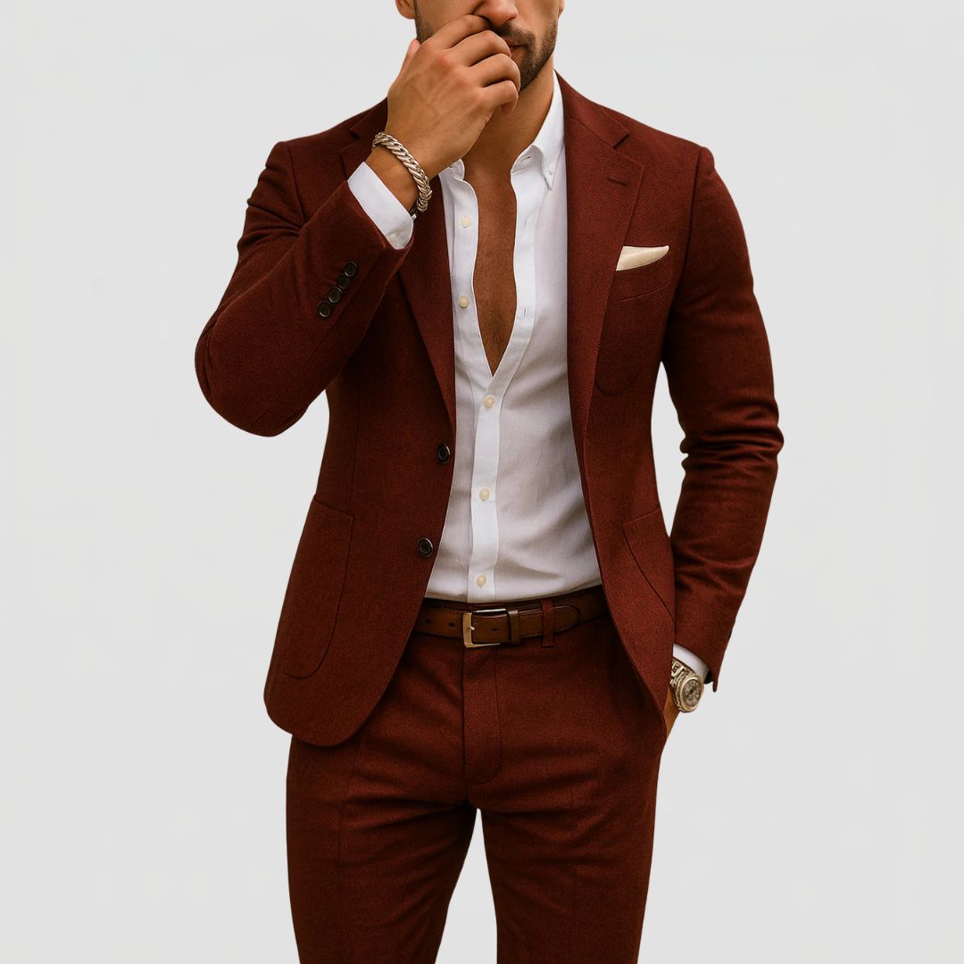 Men's 2-Piece Slim Fit Suit with Blazer and Trousers