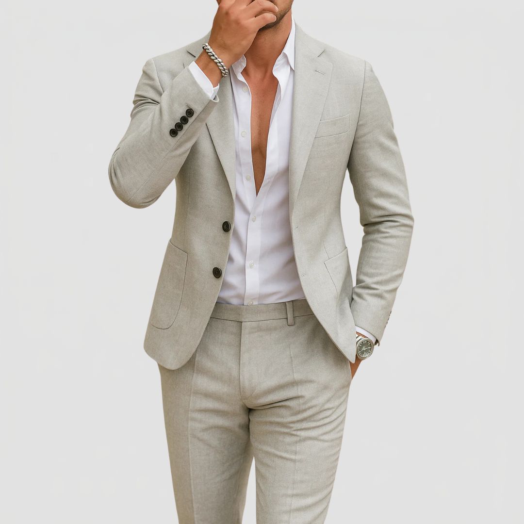 Men's 2-Piece Slim Fit Suit with Blazer and Trousers