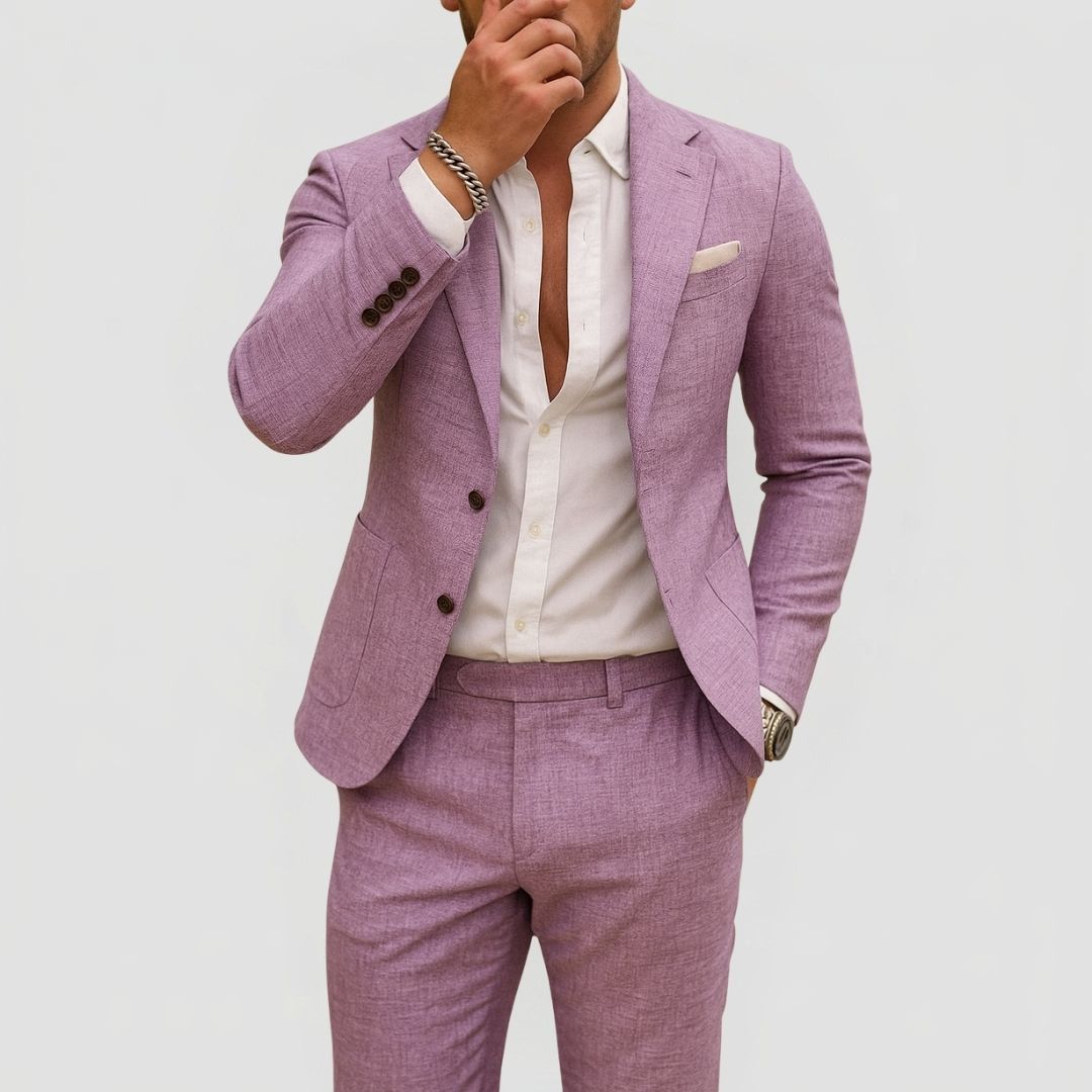 Men's 2-Piece Slim Fit Suit with Blazer and Trousers