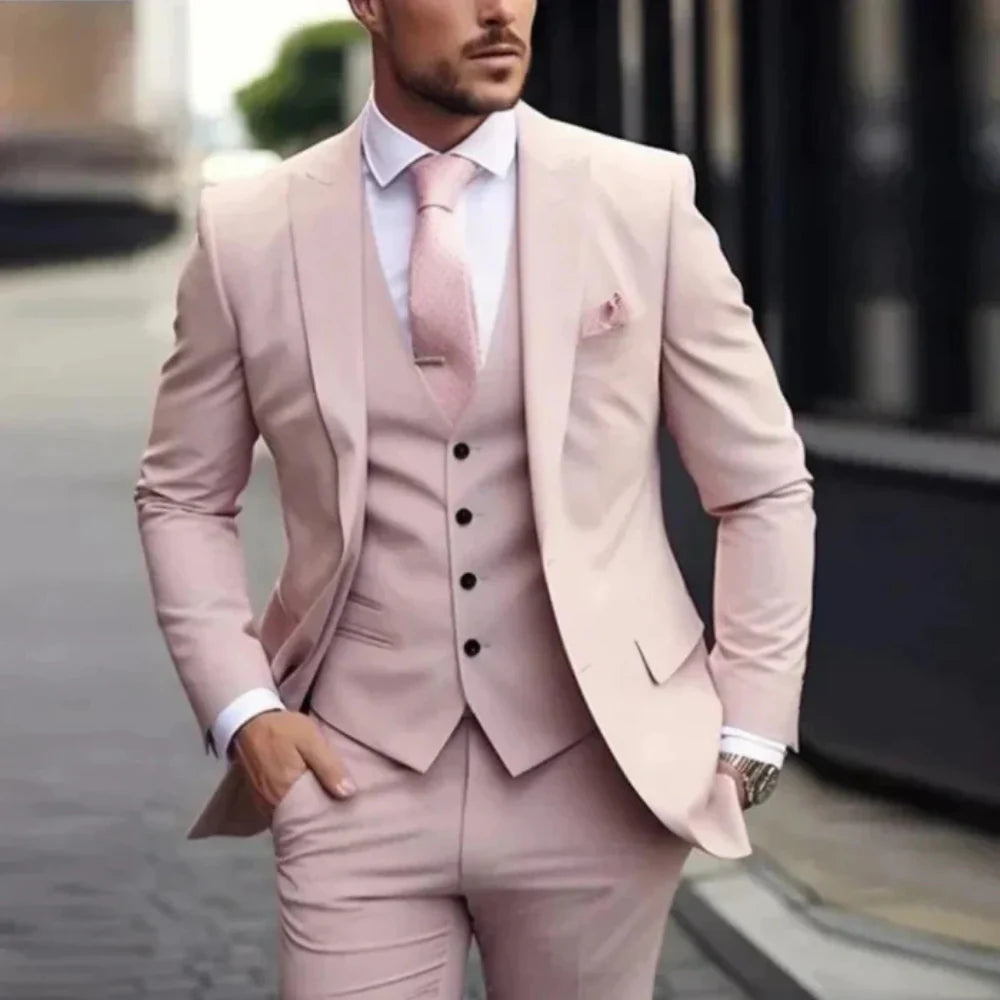 Men's 3-Piece Formal Suit with Blazer, Waistcoat and Trousers