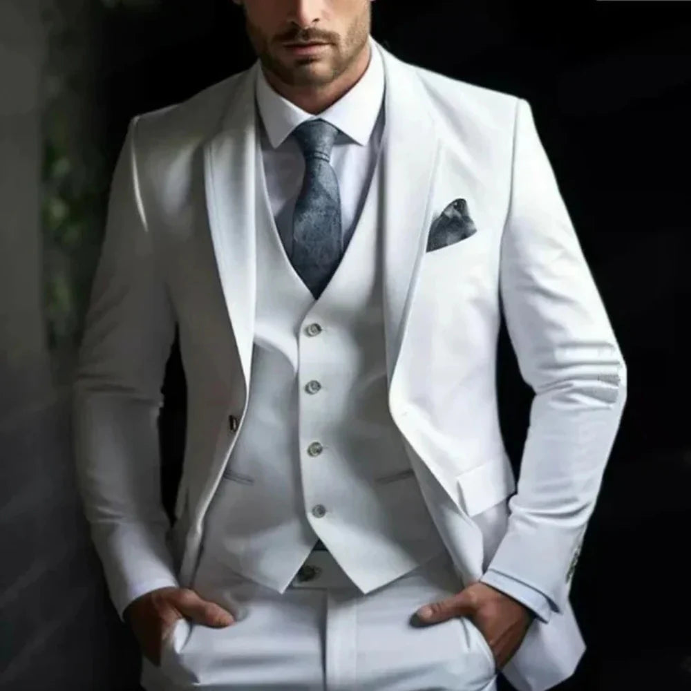 Men's 3-Piece Formal Suit with Blazer, Waistcoat and Trousers