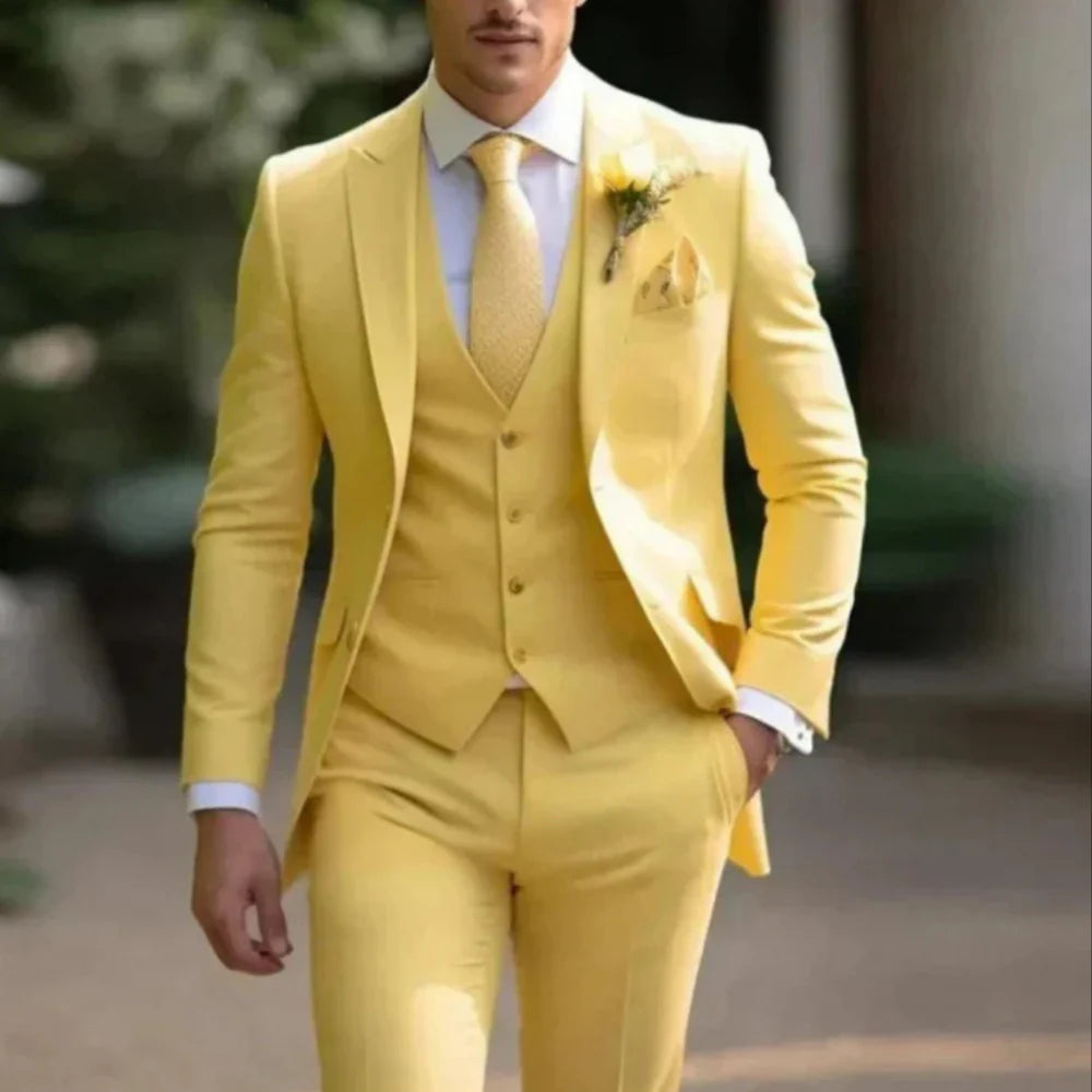 Men's 3-Piece Formal Suit with Blazer, Waistcoat and Trousers