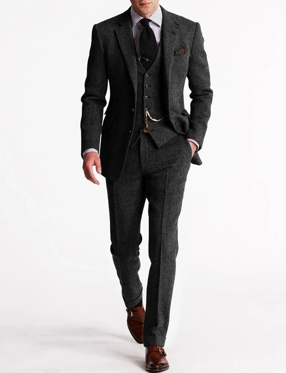 Men's 3-Piece Suit with Blazer, Waistcoat and Trousers