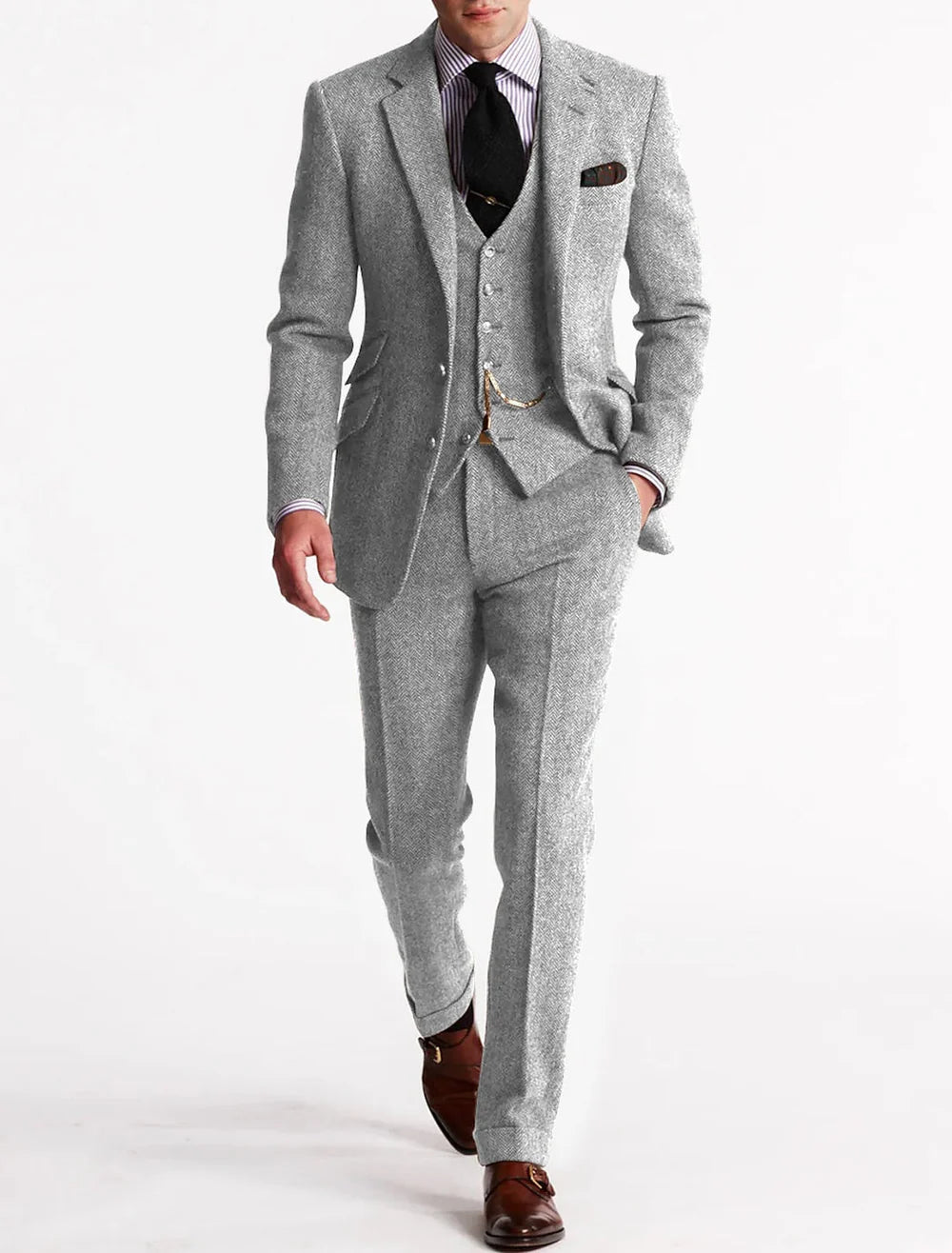 Men's 3-Piece Suit with Blazer, Waistcoat and Trousers