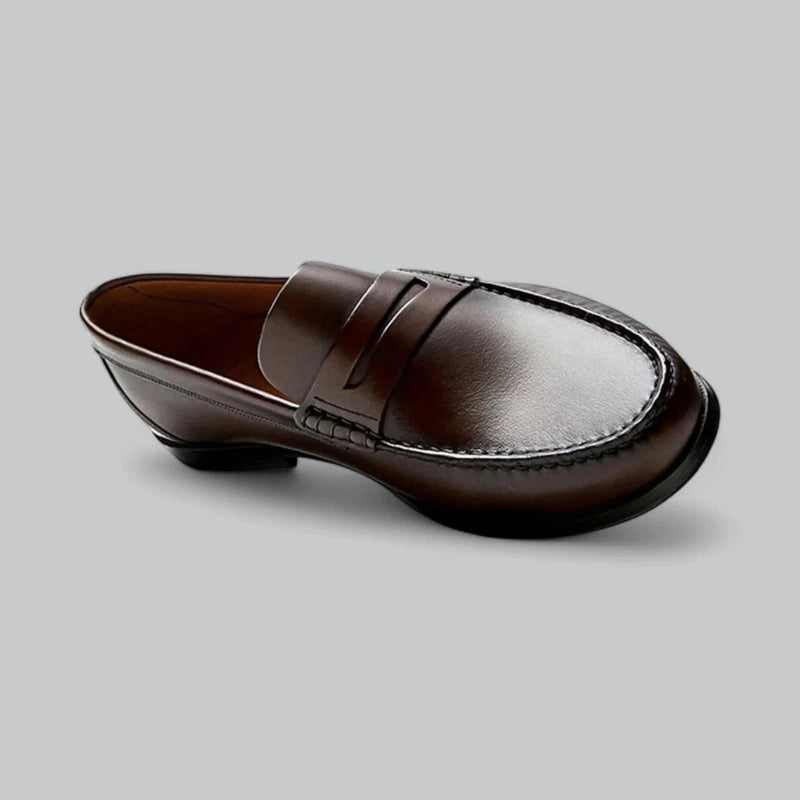 Men's Classic Slip-On Penny Loafers with Stitched Detail