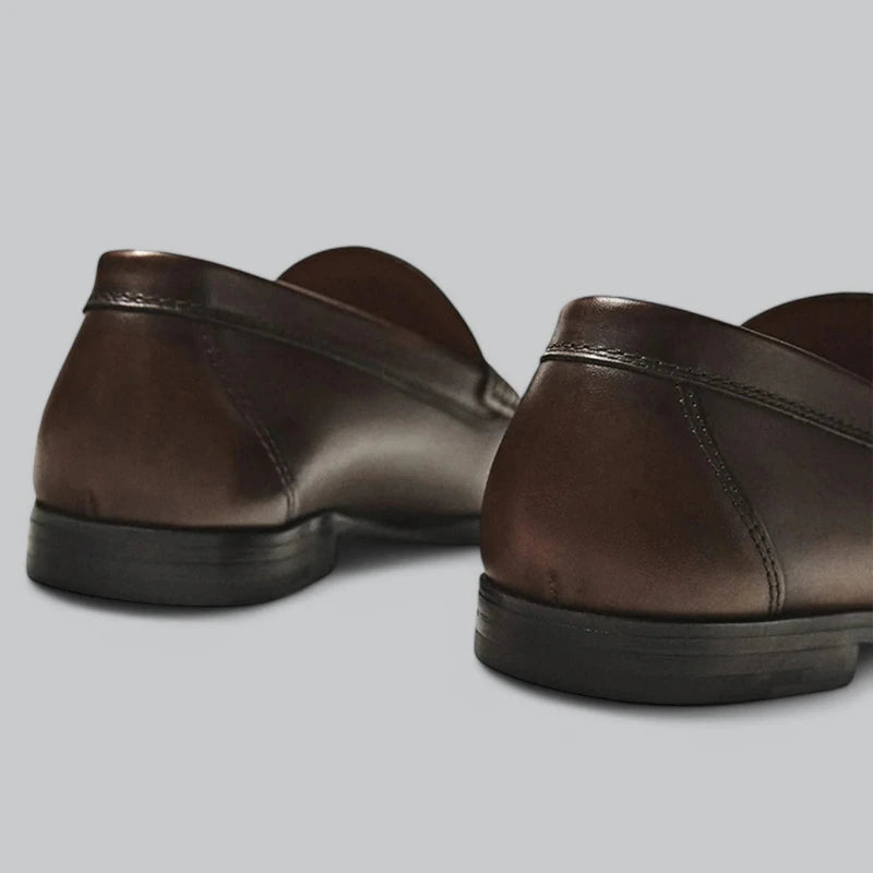 Men's Classic Slip-On Penny Loafers with Stitched Detail