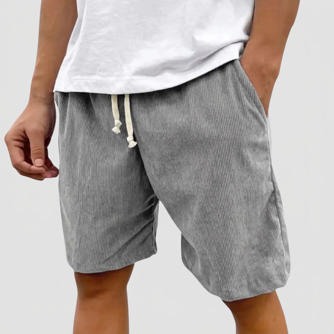 Men's Corduroy Shorts with Side Pockets and Drawstring
