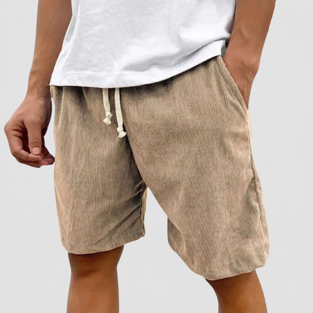 Men's Corduroy Shorts with Side Pockets and Drawstring