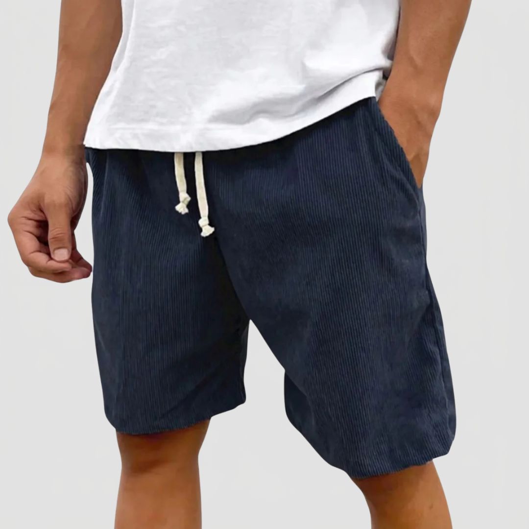 Men's Corduroy Shorts with Side Pockets and Drawstring