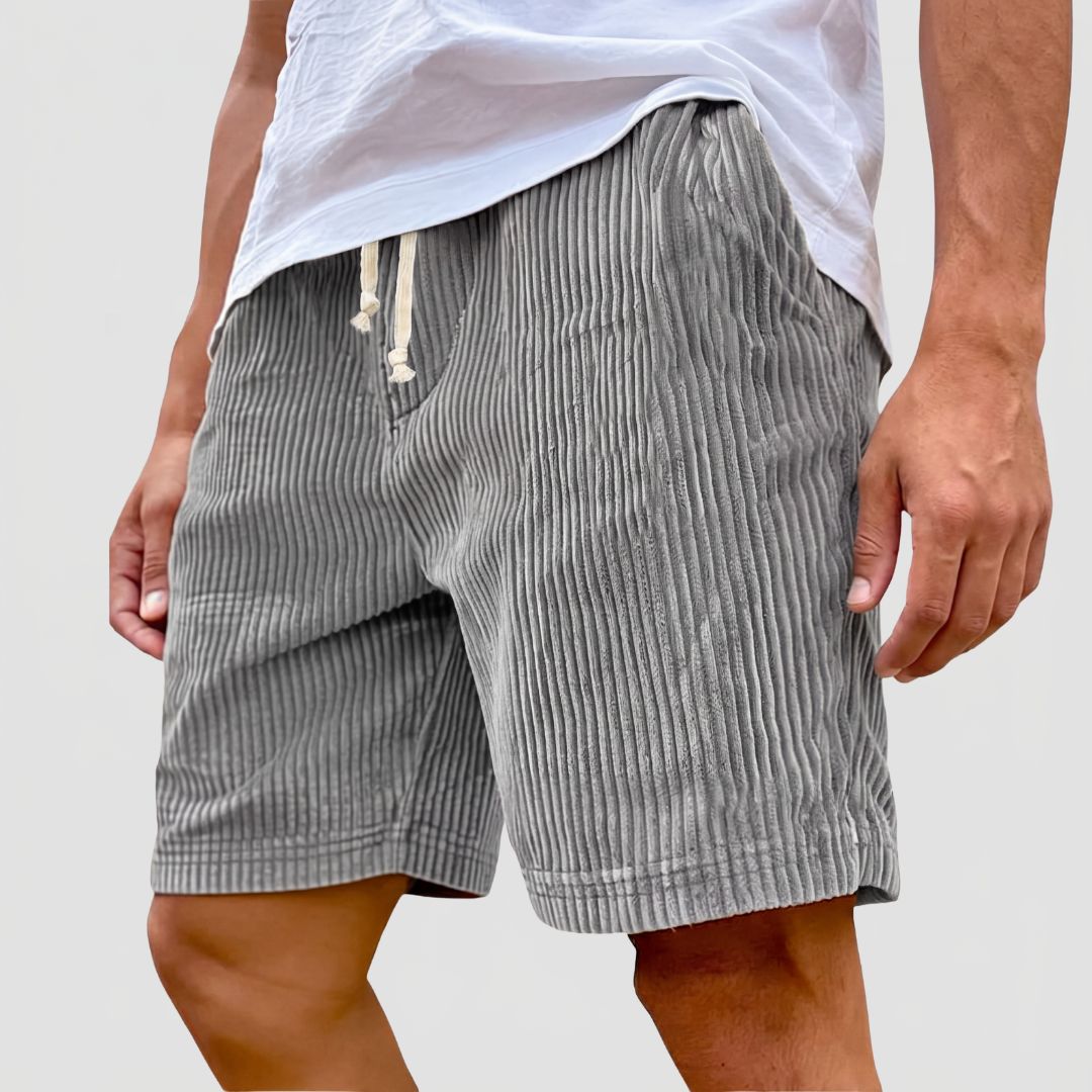 Men's Corduroy Summer Shorts with Side Pockets and Drawstring