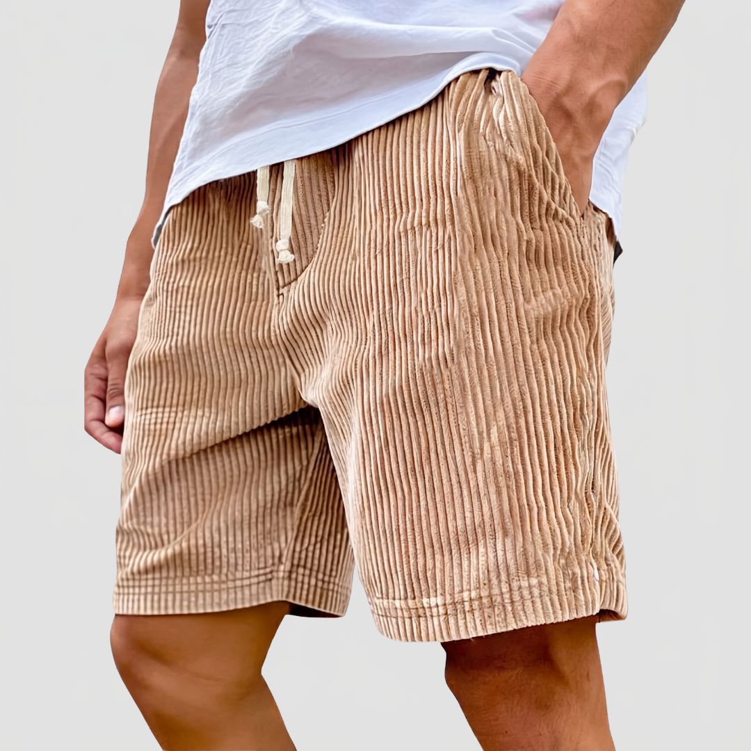Men's Corduroy Summer Shorts with Side Pockets and Drawstring