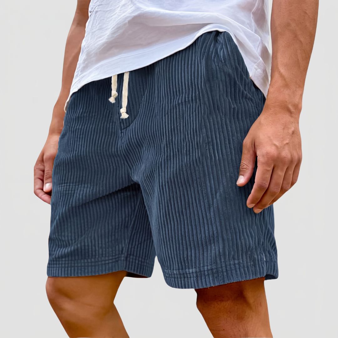 Men's Corduroy Summer Shorts with Side Pockets and Drawstring