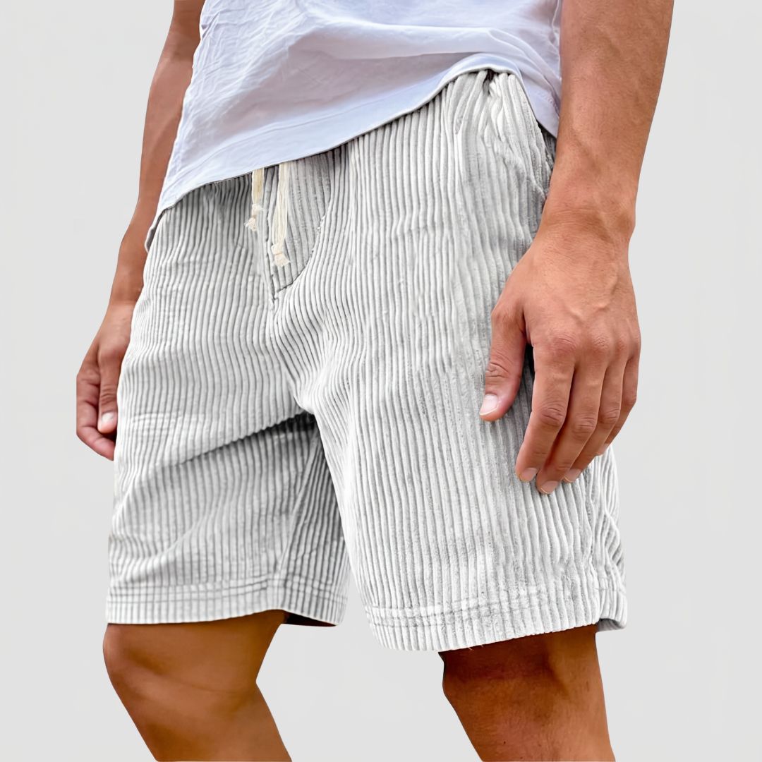 Men's Corduroy Summer Shorts with Side Pockets and Drawstring
