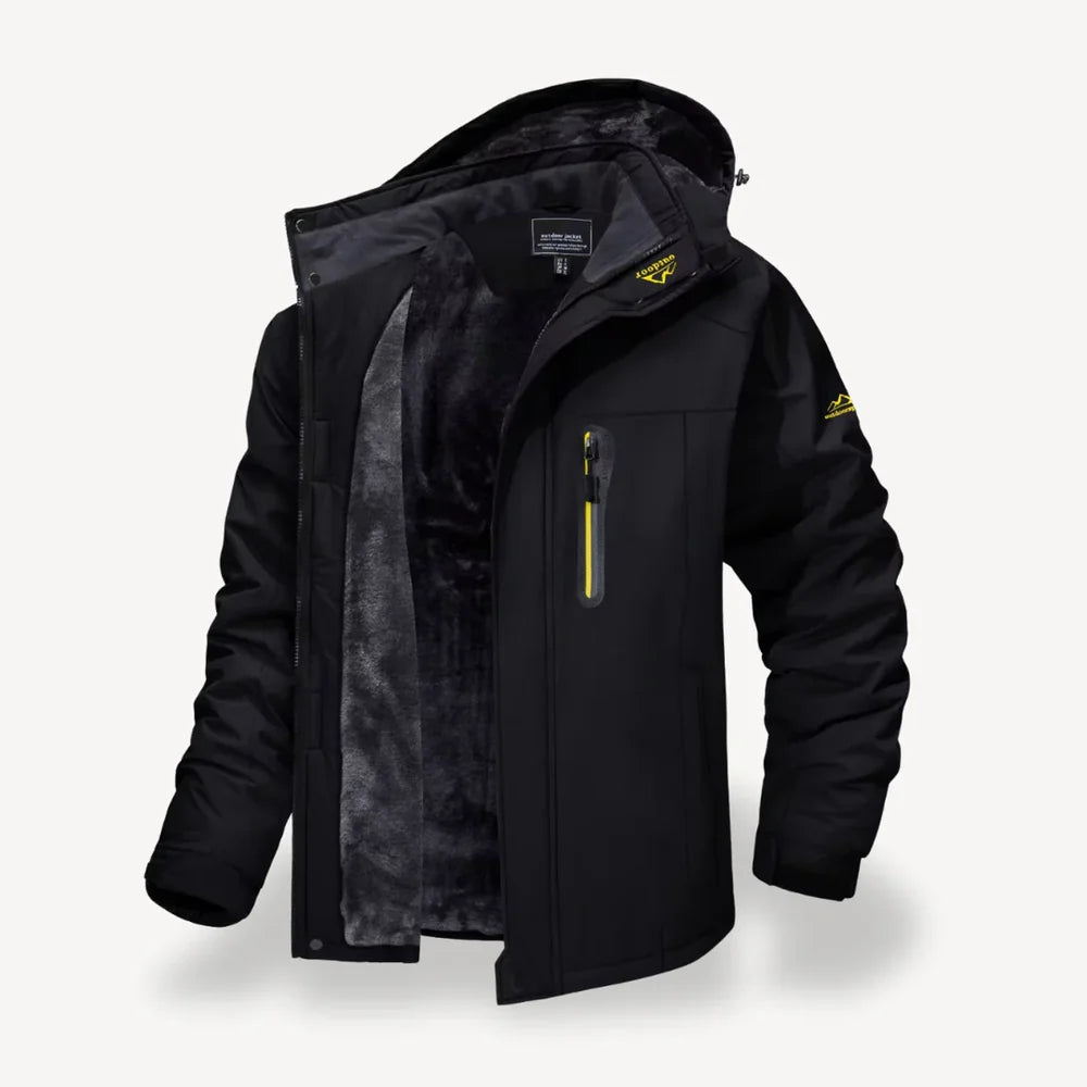 Men's Hooded Softshell Winter Jacket with Fleece Lining