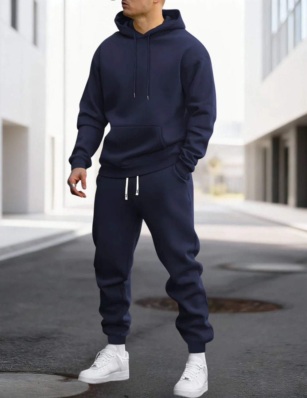 Men's Hoodie and Joggers Set with Drawstring Waist