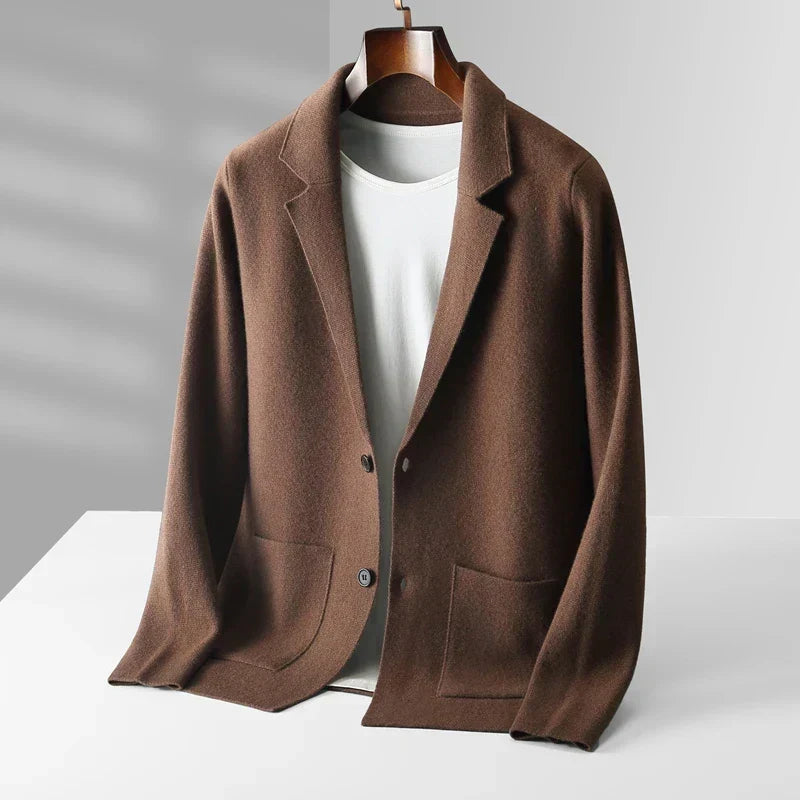 Men's Knit Cardigan with Notch Lapel and Button Closure