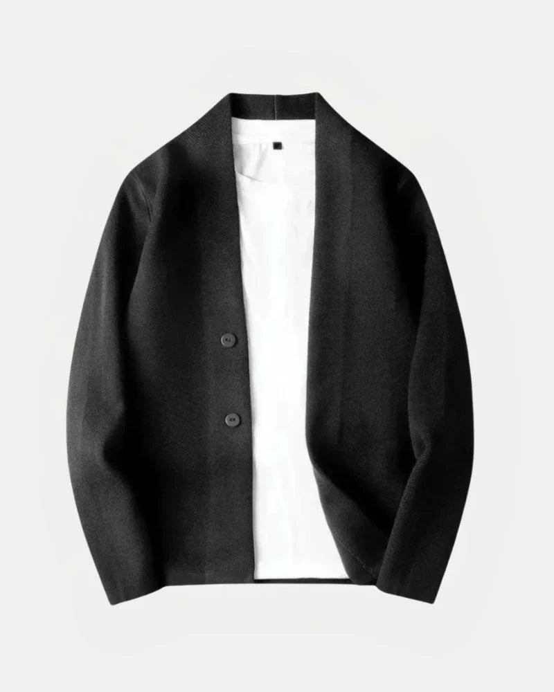 Men's Knitted Cardigan with Button Closure and V-Neck