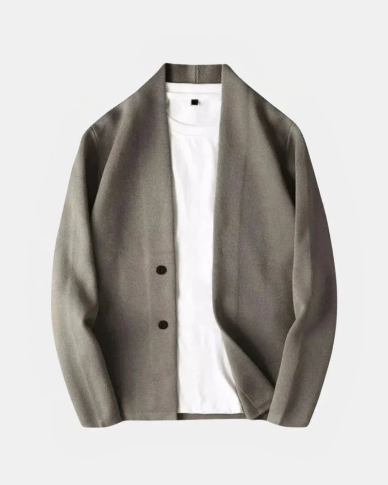 Men's Knitted Cardigan with Button Closure and V-Neck