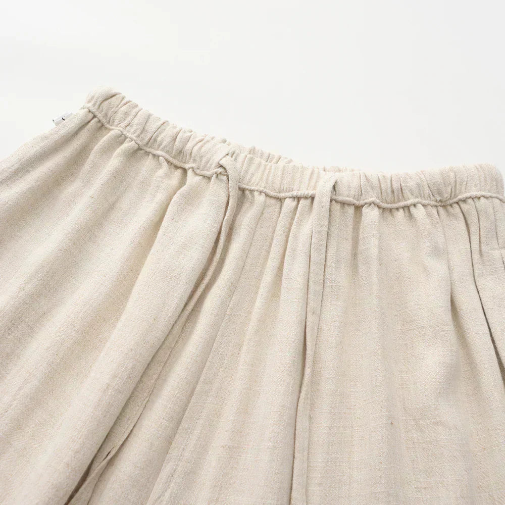 Men's Linen Mix Trousers with Elasticated Drawstring Waist