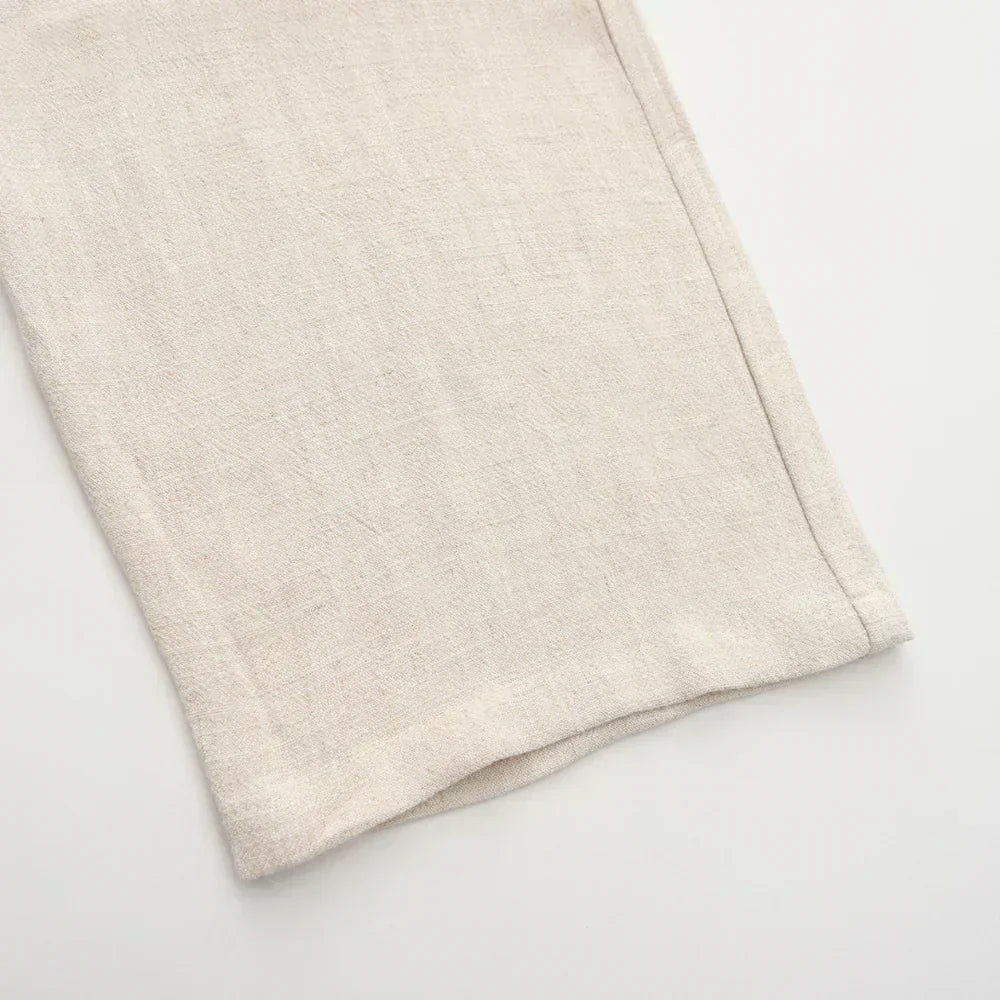 Men's Linen Mix Trousers with Elasticated Drawstring Waist