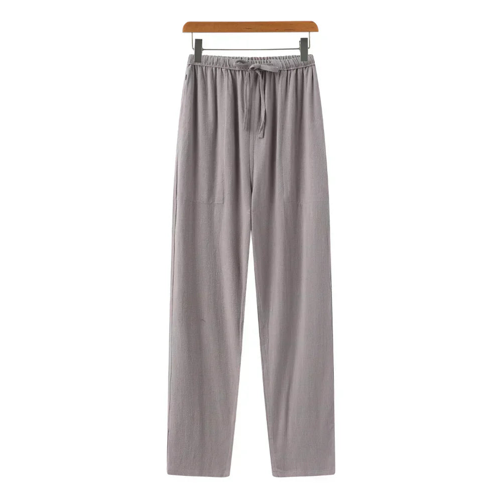 Men's Linen Mix Trousers with Elasticated Drawstring Waist