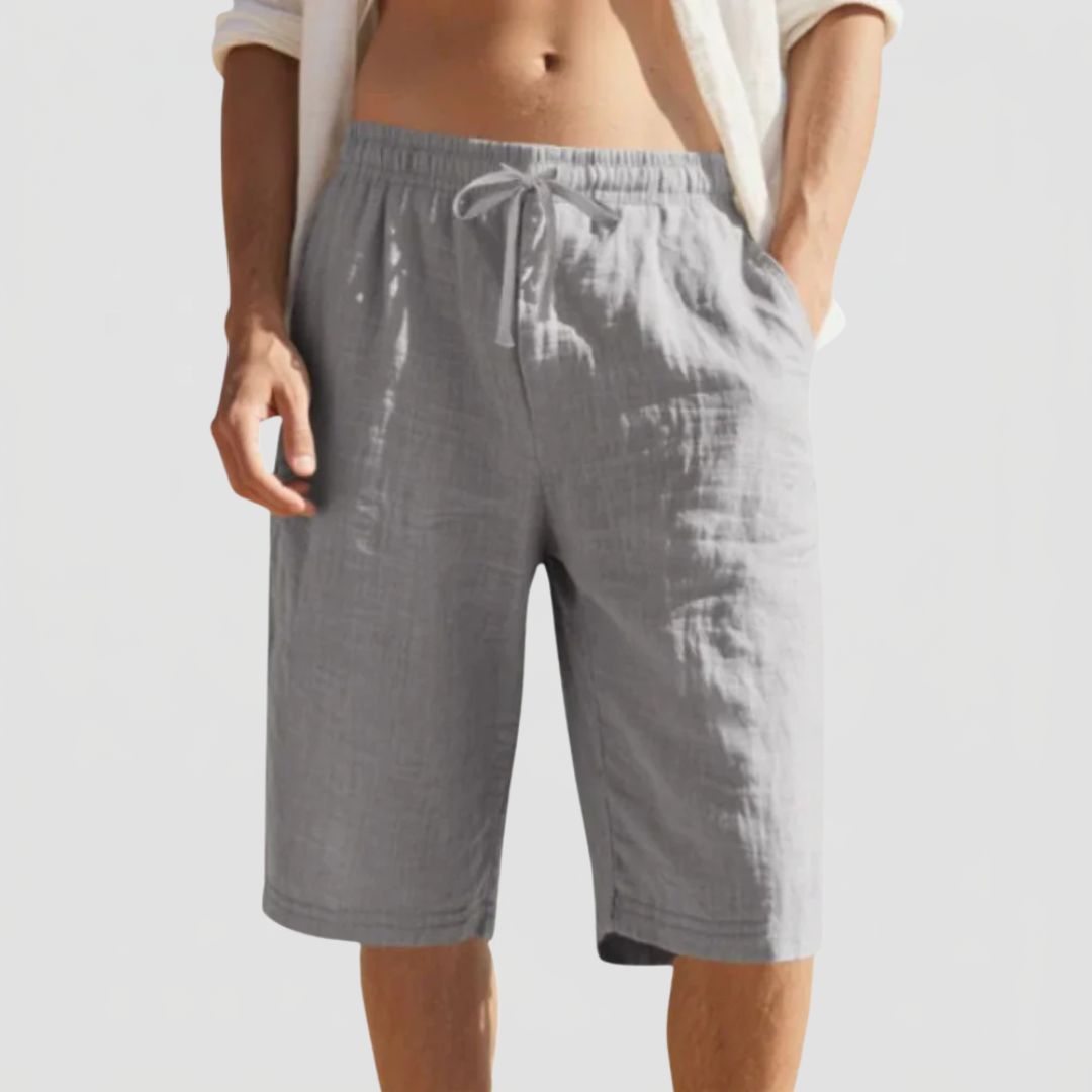 Men's Linen Summer Shorts with Elasticated Waist and Drawstring