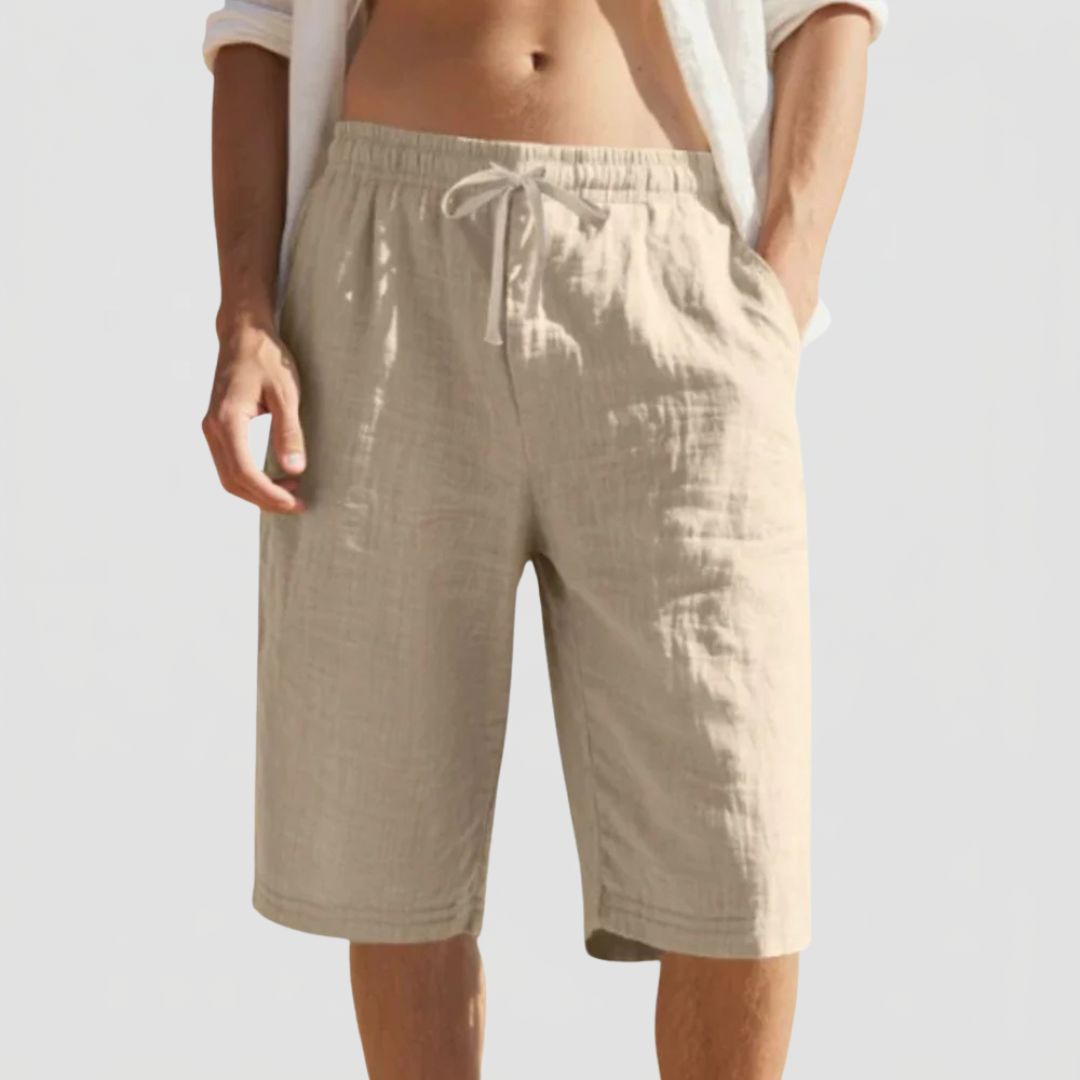 Men's Linen Summer Shorts with Elasticated Waist and Drawstring