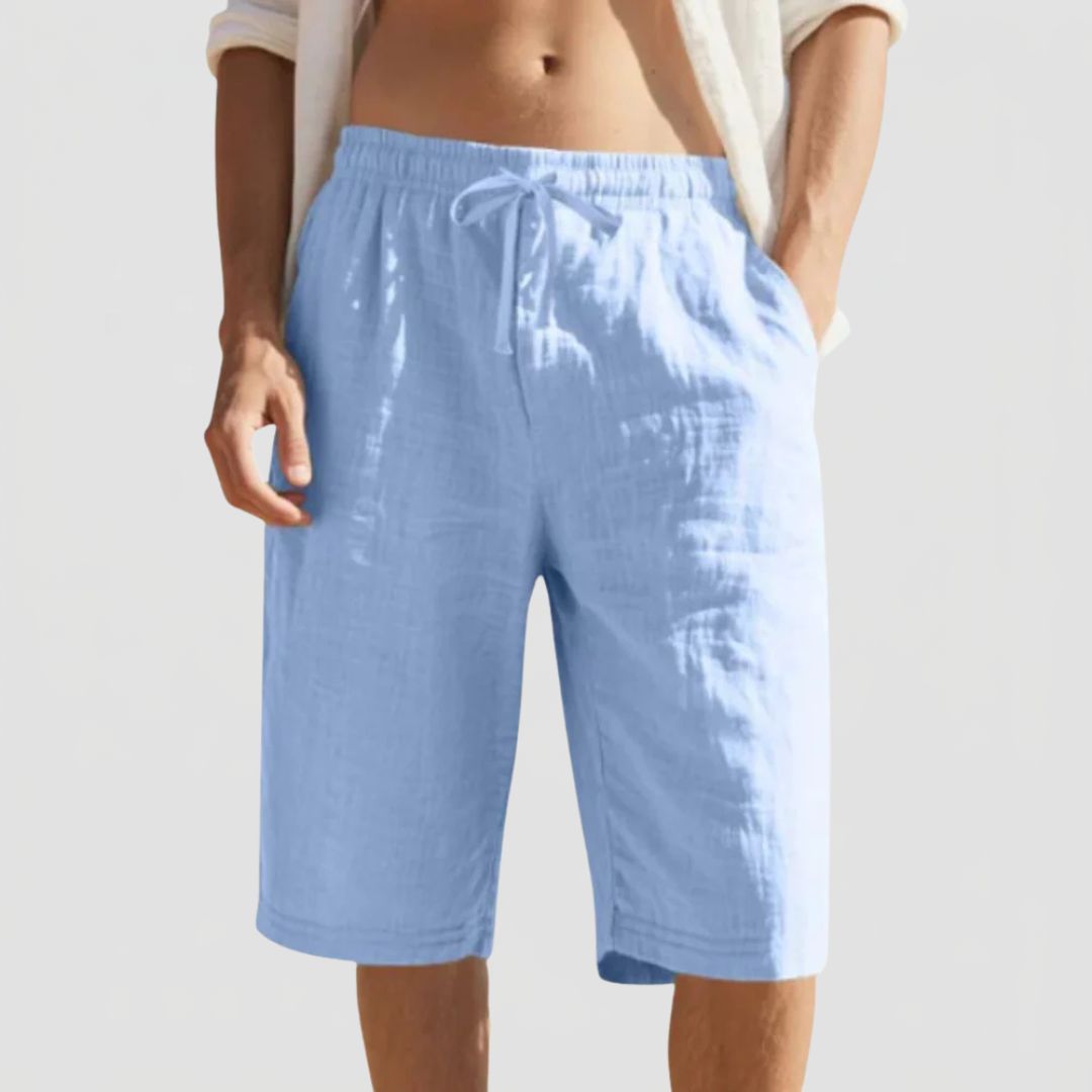 Men's Linen Summer Shorts with Elasticated Waist and Drawstring